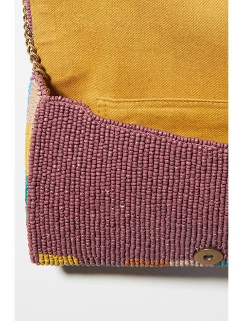 Anthropologie Beaded Checker Clutch