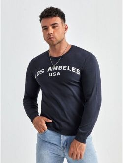 Extended Sizes Men Letter Pattern Sweater