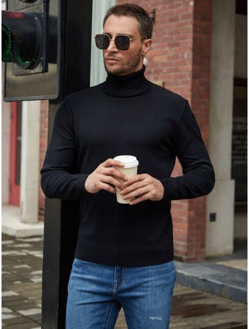 Shein Men Solid Turtleneck Sweater