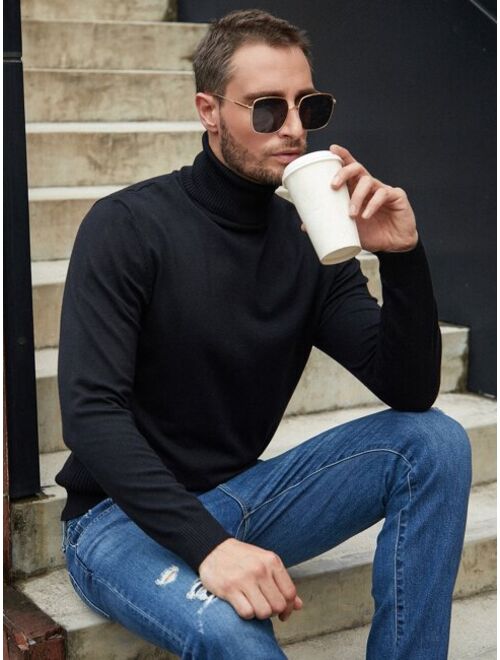Shein Men Solid Turtleneck Sweater
