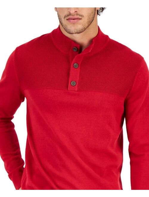 Club Room Men's Button Mock Neck Sweater, Created for Macy's