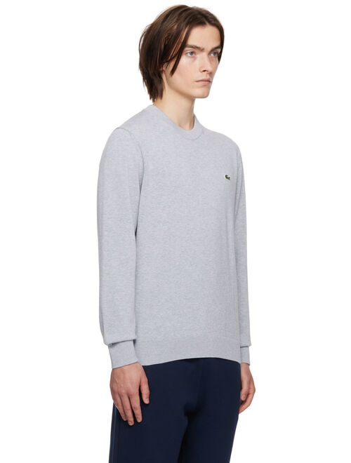 Lacoste Gray Embroidered Patch Sweater