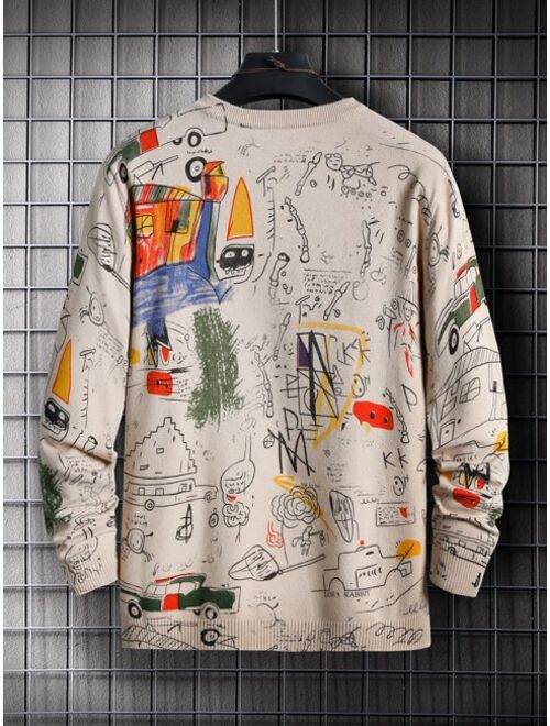 Shein Men Graffiti Print Sweater