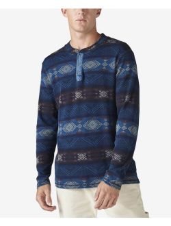 Men's Washed Snap-Button Henley Sweater