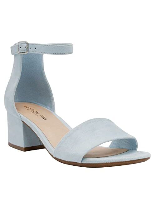 London Fog Women's Nikki Low Two Piece Block Heel Dress Shoe Ladies Ankle Strap Pump Sandal