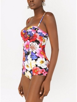 floral-print underwire cup swimsuit