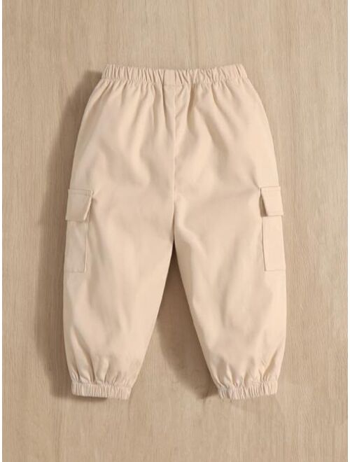 SHEIN Baby Solid Flap Pocket Cargo Pants