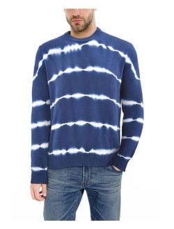 X-Ray Men's Striped Tie Dye Crew Neck Sweater