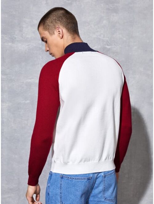 SHEIN Men Color Block Raglan Sleeve Sweater