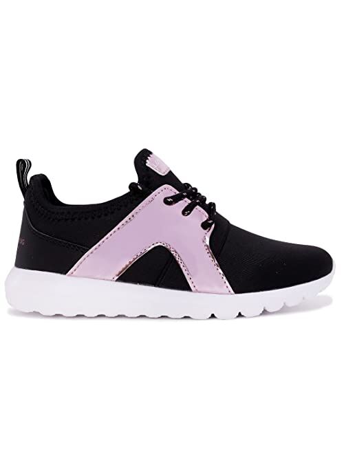 LONDON FOG Girls Angel Lane Metallic Fashion Sneaker Lace-Up Athletic Running Shoe (Big Kid - Little Kid)