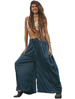 Thaluta Women's Palazzo Pants Wide Leg Lounge Convertible Maxi Skirt with Pockets Casual Comfy Trousers