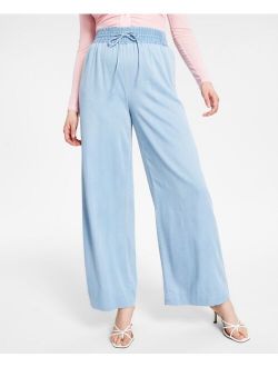Women's Smocked-Waist Wide-Leg Pants, Created for Macy's