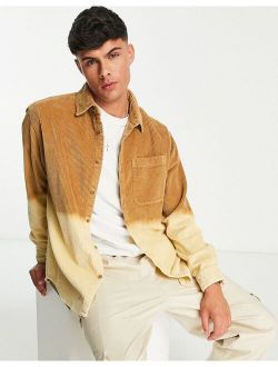 bleached cord shirt in tobacco brown
