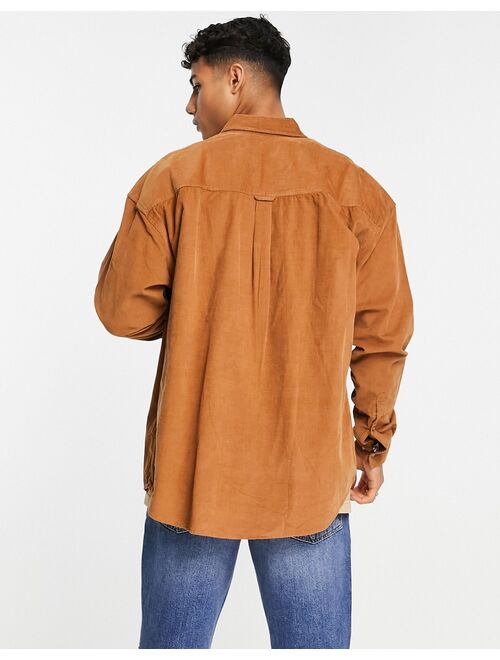 ASOS DESIGN 90s oversized cord shirt in tan