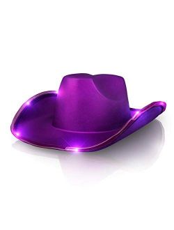 FlashingBlinkyLights Shiny Light Up Purple Cowboy Hat