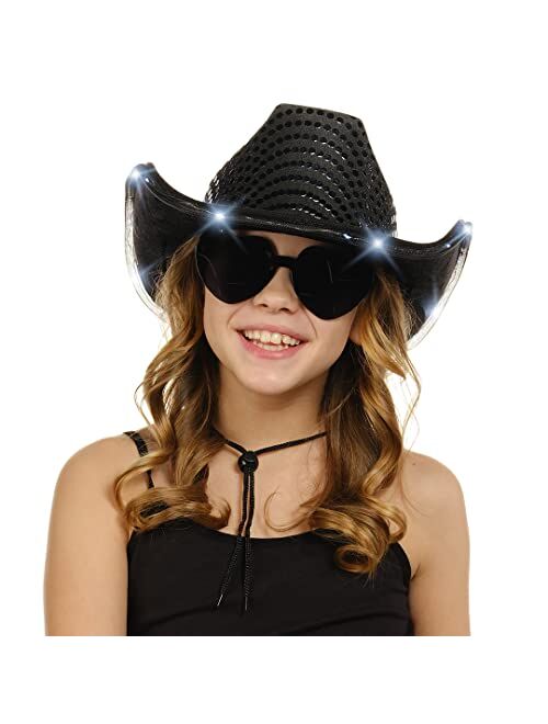 Funcredible Space Light Up Cowgirl Hat with Glasses