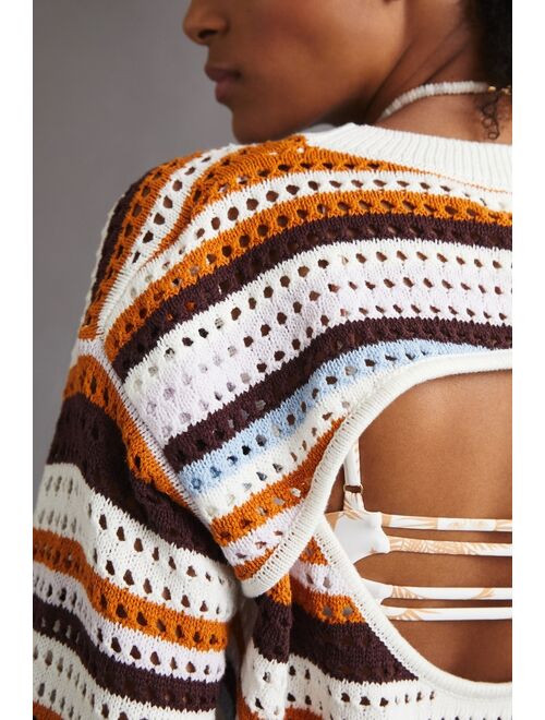 Anthropologie Open-Back Crochet Poncho