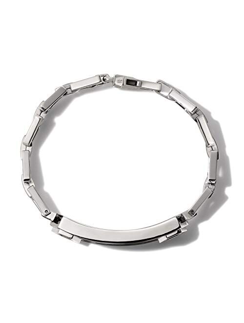 Bulova Mens Precisionist Stainless Steel Tuning Fork Chain Link ID Bracelet, White Diamond Accents ((Model J96B002M), Silver-Tone, Medium
