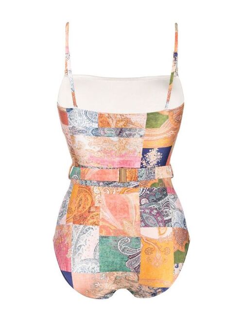 ZIMMERMANN patchwork belted swimsuit