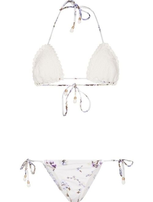 ZIMMERMANN crochet floral-print bikini set