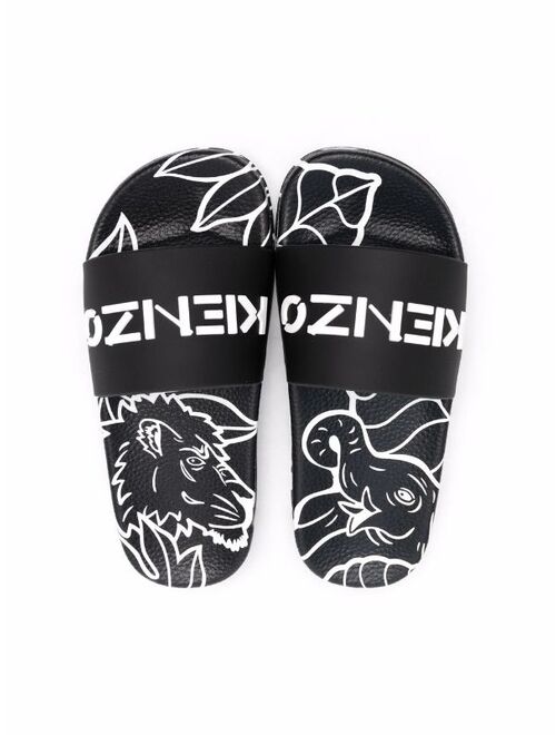 Kenzo Kids animal-print logo sandals