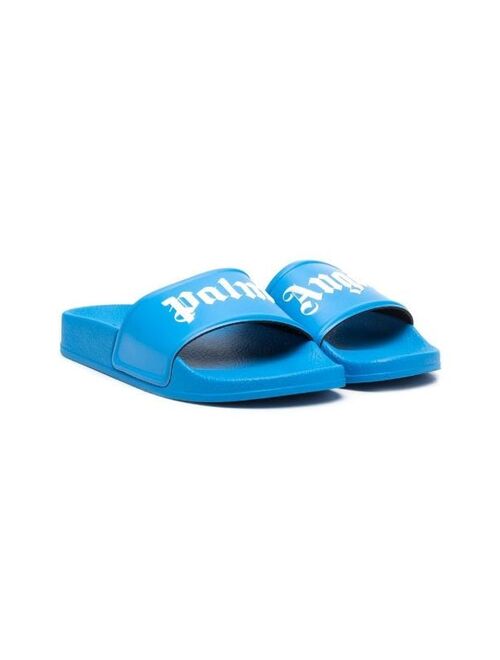 Palm Angels Kids logo-print slip-on sandals