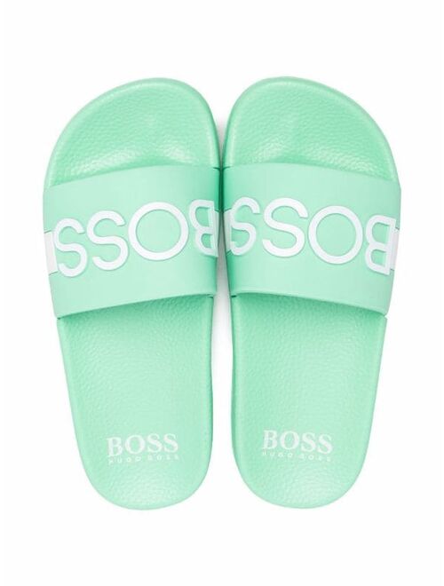 BOSS Kidswear logo-print open-toe slides