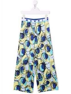 Kids abstract-pattern wide-leg trousers
