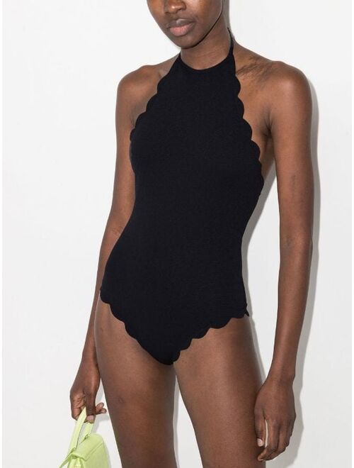 Marysia scallop-hem halterneck swimsuit