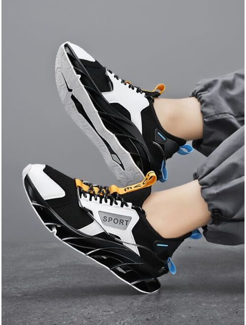 Shein Men Letter Graphic Color Block Lace-up Front Running Shoes
