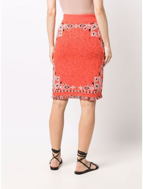 Alanui bandanaprint knitted skirt