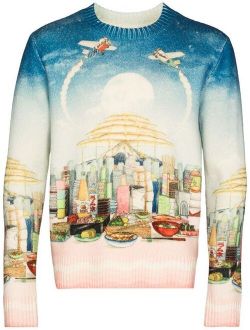 Casablanca Cafe-print crew-neck sweatshirt