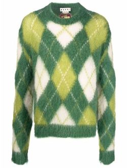 argyle-knit mohair jumper