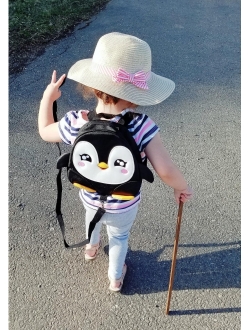 Hipiwe Baby Toddler Walking Safety Backpack Little Kid Anti-lost Travel Bag Harness Reins Cute Penguin toddler bookbag Mini Backpacks with Safety Leash for Boys Girls 1-3