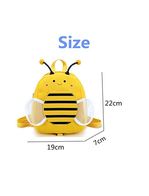 Bansusu Cute Honeybee Baby Walking Safety Harness Mini Backpack Anti-lost Toddler Girls Boys Snack Bag Daypack with Safety Leash