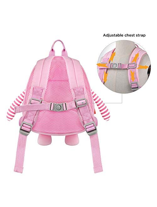GAGAKU Mini Toddler Backpack for Girls 2-5 Years, Anti-Lost Preschool Backpack with Leash - Pink