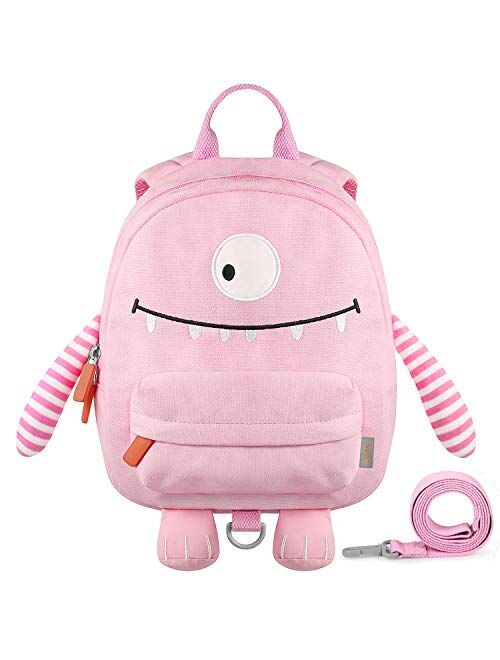 GAGAKU Mini Toddler Backpack for Girls 2-5 Years, Anti-Lost Preschool Backpack with Leash - Pink