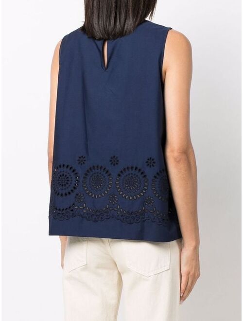 P.A.R.O.S.H. broderie-anglaise sleeveless blouse