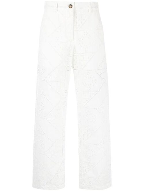 MSGM straight-leg broderie-anglaise trousers