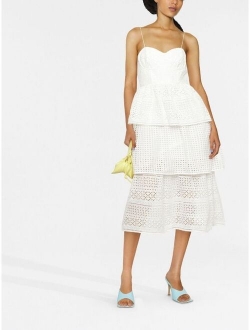 broderie anglaise tiered midi dress