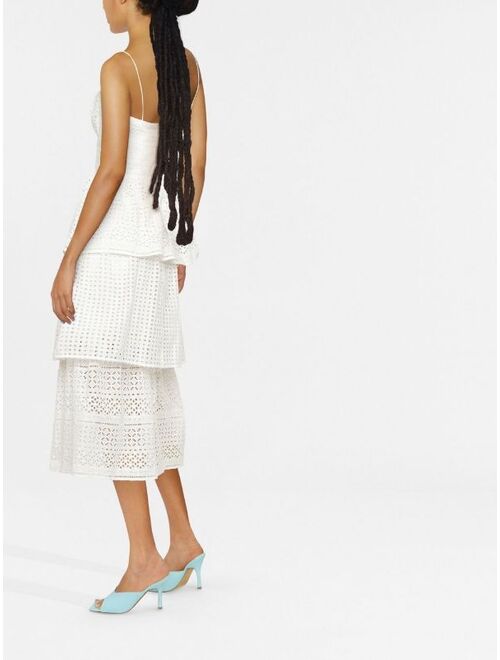Self-Portrait broderie anglaise tiered midi dress