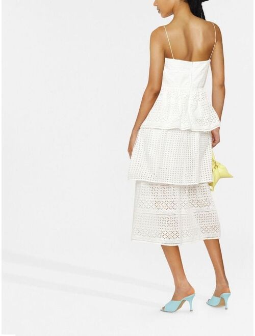Self-Portrait broderie anglaise tiered midi dress