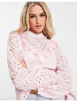 eyelet victoriana blouse in pink