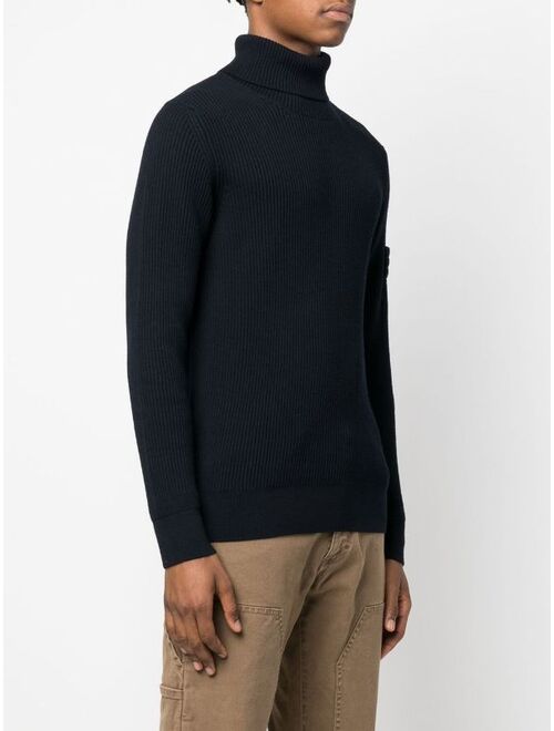 Stone Island compass-patch rollneck jumper