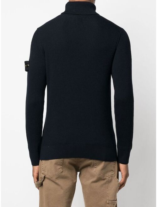 Stone Island compass-patch rollneck jumper