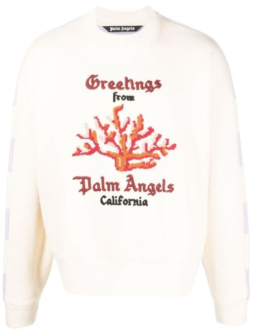 Palm Angels Coral mix knit sweatshirt
