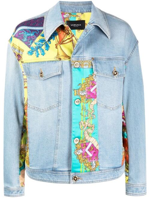 Versace patterned-patchwork denim jacket