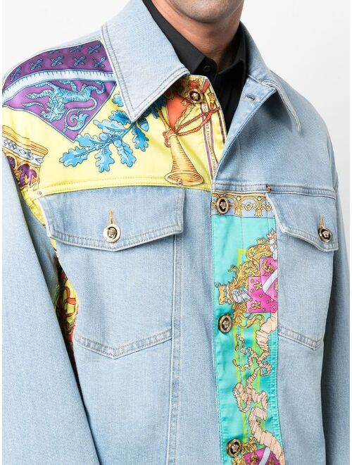 Versace patterned-patchwork denim jacket