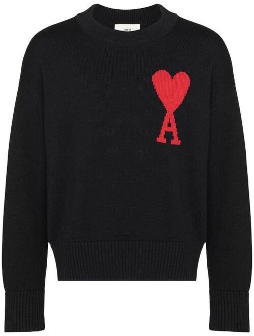 AMI Paris Ami de Coeur-intarsia jumper