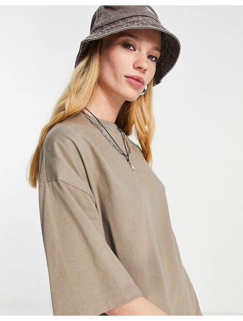 Topshop oversized tee in fossil green